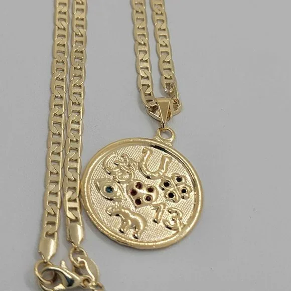 Last One Brand New Brazilian 18k Gold Filled Multi Lucky Charms Necklace - Picture 2 of 7